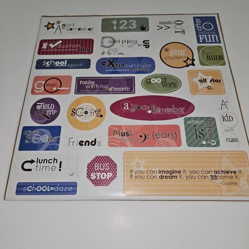 Creative Memories 12x12 School Kit Predecorated Pages Stickers Diecut NEVER USED